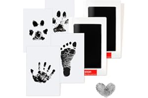 AOBETAK Baby Handprint and Footprint Kit Inkless, 2 Pcs Clean Touch Inkpad Baby Imprint Kits, Safe Baby Footprint Kit Pet Paw Print Kit for 0-6 Months Babies,Newborn Pets, Family Keepsake Black