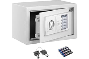 Bakaji Cassaforte a Muro Numerica Digitale 31 x 20 x 20 cm Cassetta di Sicurezza Elettronica Casa Albergo Hotel Safe + 4 x AA Batterie e Chiavi di Emergenza (Beige)