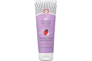 First Aid Beauty - KP Bump Eraser Body Scrub with 10% AHA, Keratosis Pilaris Exfoliater with Glycolic and Lactic acids, Helps Reduce Chicken Skin Bumps, Safe for Sensitive Skin, Strawberry Scent, 226g