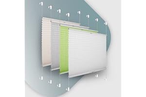 ‎BUSEU Plissee ohne Bohren Klemmfix 85x120cm(BxH) Weiß Jalousie Sonnenschutz Easyfix Faltrollo Lichtdurchlässig Rollo für Fenster & Tür
