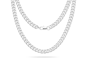 Tibond Men's S925 Silver 18-26 Inch Cuban Chain Necklace 5/7/9mm Thick Chains Link Hip Hop Style Jewellery for Man Boys His Christmas Birthday
