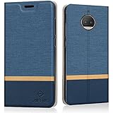 Moto G5s Plus / G6 Plus Hülle, Riffue Dünnes Retro Denim Muster PU Leder Schutz Folio Schützende Abdeckung für Motorola Moto G5s Plus / G6 Plus - Blau