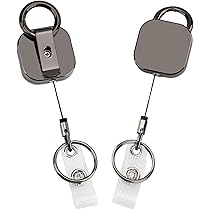 Portachiavi Retrattile MNGARISTA Con Clip - Cavo In Acciaio 80 Cm, Per Badge E Chiavi, Confezione Da 2 - Foto 6