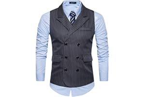 PENGGENGA Maschile Leisure Panciotto Doppiopetto Gilet Uomo Slim Fit Casual Elegante Smanicato
