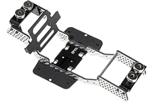 RampCrab Kit de chasis de Fibra de Carbono para SCX24, Deslizamiento en ángulo de 7°, Kit de chasis LCG para Axial SCX24 C10, JLU, Bronco, Cerrojo de Seguridad, Plateado