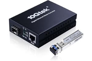ipolex Gigabit Single Mode LC Fiber to Ethernet Media Converter with a SFP-LX Module, 1.25G Fiber to Copper RJ45 Media Converter, 1000Base-LX to 10/100/1000Base-TX (1310-nm, 20km@OS1OS2SMF). 1-Pack.