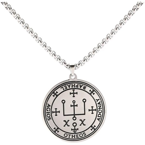 Collier Sigil Archange Azrael - Amulette Magique En Acier Inoxydable - Talisman Symbole Protection Hommes Et Femmes
