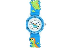 JIANYANA Jian Ya Na ragazze Bambini belli vigilanza del fumetto, cinghia del silicone di Digital rotonde degli orologi del quarzo Blu (Dinosaur 3D)