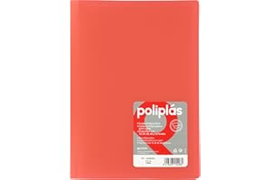 Grafoplas - Carpeta Fundas Plastico, Coral, 10 Forros Transparentes, Tamaño Folio, Serie Poliplas Opaco, Fabricados en España, Tapas Flexibles, Perfecta para Archivar Documentos