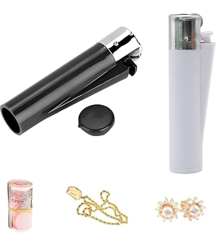 Genrise Secret Stash Diversion Lighter – Hidden Storage Compartment For Small Valuables, Realistic Design, Travel & Festival Safe (Black)