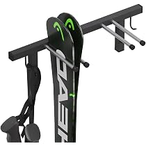 Support Mural 4 Skis Et Bâtons - 83 Cm - Revêtement Caoutchouc Protection - Rangement Garage