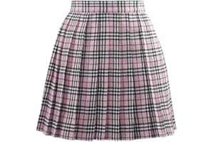 WEITING Frühlings-Faltenrock im College-Stil, Sommer, schwarzer, schlanker kurzer Rock mit hoher Taille für Damen – rosa und weiß kariert – L