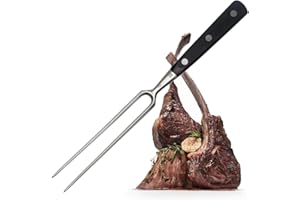 FMProfessional Fleischgabel für Steaks, Braten & Gemüse by Fackelmann – Grillgabel mit langen Zinken – Tranchiergabel zum Wenden und fixieren von Fleisch & Co, Silber