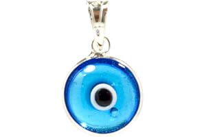 MIZZE MADE FOR LUCK Pendentif avec charme de mauvais œil en verre de 10 mm en argent sterling 925-14 couleurs disponibles
