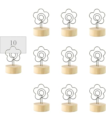 Set 28 Segnaposto Foto In Legno - Supporti Per Carte E Numeri - Per Matrimoni E Feste (7 Design) - Foto 7