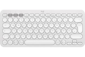 ‎LOGITECH Logitech Pebble Keys 2 K380s, kabellose Multi-Device Bluetooth-Tastatur mit anpassbaren Sondertasten, schlank und mobil, Easy-Switch - Windows, macOS, iPadOS, Android, ChromeOS, Deutsches QWERTZ,Weiß