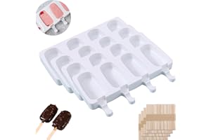 Atsmoce® 4 Packed Grandi Stampi per Gelato in Silicone, Stampi per Ghiaccioli con 4 Cavità, Formine Ghiaccioli, senza BPA, riutilizzabili, 200 bastoncini di legno
