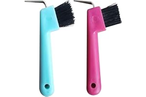 YILILAY 2 Pcs Sturdy Hoofpick Brush, Horse Hoof Pick Brush with Handle, Horseshoe Brush Horses Hoof Groove Cleaner for Horses, Donkey, Goat, Tires and Hiking Boots, Random Color