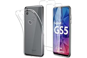 JDXHFF Hülle Kompatibel mit Gigaset GS5 (6.3") und 2 Stück Schutzglas Gehärteter Film Displayschutzfolie - Transparent Weich Silikon Schutzhülle Flexibel TPU Tasche Case Clear