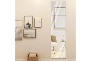 JUMRHFAN Duże lustro na ścianę o długości całego ciała, 30 x 30 cm, 4 sztuki, akrylowe, pleksiglas, montowane na ścianie, bez ramy, kwadratowe, do makijażu, długie, samoprzylepne