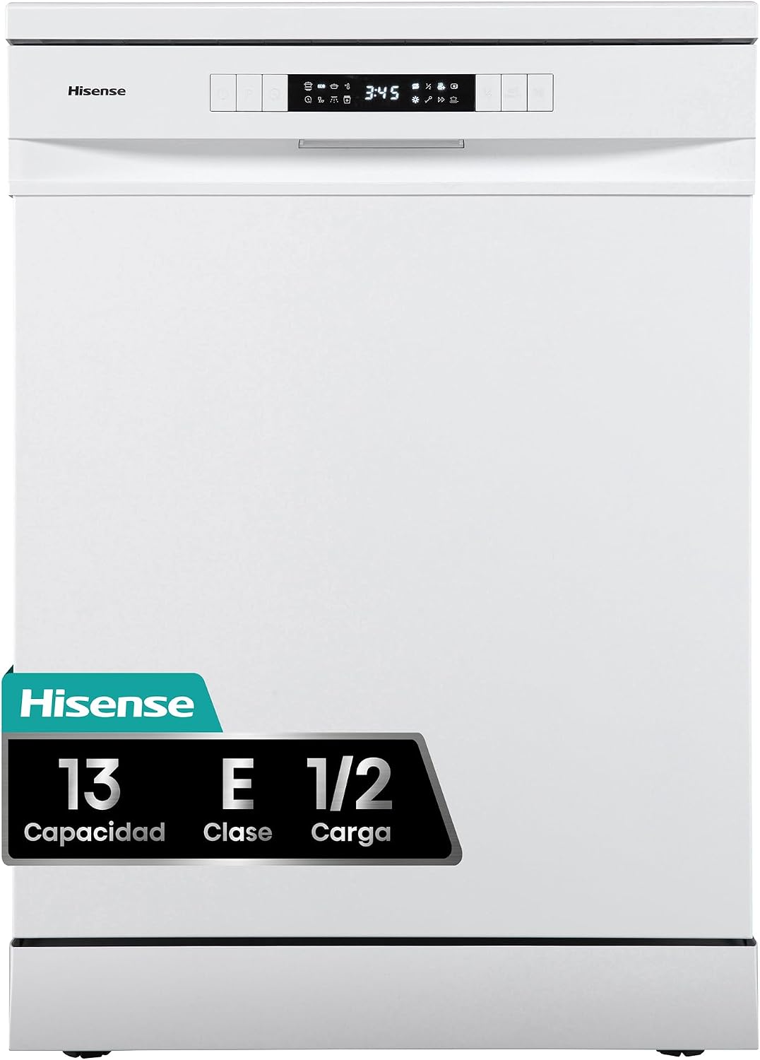 Hisense HS622E10W - Lavavajillas, Capacidad para 13 servicios, 60 cm, Programa ECO, Silencioso, 2, Filtro autolimpiable, Contador digital, Libre instalación, Blanco