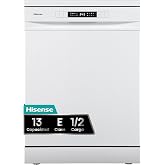 Hisense HS622E10W &ndash; Dishwasher 60 cm, Free Installation, 13 Serv. | AlxWxFn 84.5x59.6x60 cm, White, 1/2 Load (Manual), Quick