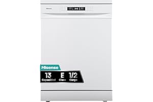 Hisense HS622E10W - Lavavajillas, Capacidad para 13 servicios, 60 cm, Programa ECO, Silencioso, 2, Filtro autolimpiable, Contador digital, Libre instalación, Blanco