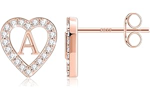 TINGN Buchstaben Ohrstecker Ohrringe Mädchen - 14 Karat Vergoldet Ohrstecker Herz Ohrringe für Kinder Ohrsteckers Damen Nickelfreie Ohrringes Stecker mit Zirkonia Geschenke für Mädchen Frauen Schmuck