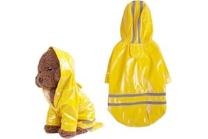 COYUN réfléchissante Manteau Chien Pluie avec Capuche Manteau imperméable avec Trou de Laisse légère réglable Poncho,Étanche Ultraléger et Aéré, pour Les Races Petites Moyennes,Giallo (1.5 à 2.5 kg)