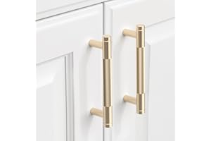 9BUILD 10 Pack 96MM Gold Kitchen Cupboard Handles Knurled Cabinet Handles Cabinet Pulls Drawer Handles Kitchen Handles UK0037