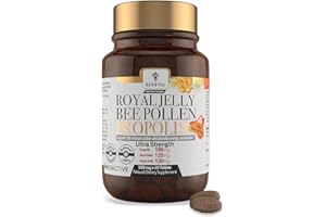 ‎BEE & YOU Bee&You Propolis,Gelée Royale,Blütenpollen Tabletten 500mg (60 Tabletten,Keine Zusatzstoffe,Fairer Handel,100% natürlich,ohne Zusatzsstoffe,hochdosiert, Schutzharz der Bienen,Kapseln,lange haltbar)