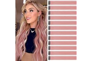 JOOCEEBABY 12 pezzi de extension para capelli con clip, 22 pulgadas de extension para cabello humano, clip en accesorios para cabello para chicas (Rosa Princesa)