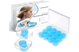YANKUIRUI 8 Pairs Silicone Ear Plugs for Sleeping, 27dB Sleep Noise Cancelling, Soft, Re-Usable, Waterproof, Premium Moldable Silicon Earplugs, for Sleep, Travelling, Studying, Wax Plug Blue