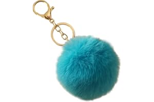 BUYVERSE Llavero pompon piel conejo artificial, bola suave y bonita, accesorio de bolsos, mochilas, coche. Pom pom decorativo con cierre