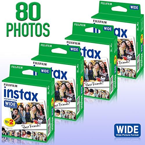 4 pack of Fujifilm Instax 20 Count Wide format Film (80 photos) Bundle Kit for Fujifilm Instax 200 and 210 camera