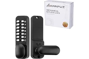 ANNFUZ Mechanical Keyless Entry Door Lock with Handle,Front Door Lock Set with Push Button & Keys,Combination Code Door Lever Locks with Keypad,Gate Lock for Outdoor,Fence,Warehouse,No Electronic