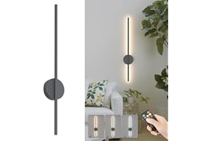 Aipsun Akumulatorowa lampa ścienna z pilotem zdalnego sterowania, 10 000 mAh – 80 cm długości, antracyt, 6 W, obracana o 360°, lampa do salonu z funkcją ściemniania i timera, 3000 K-6000 K, do salonu,