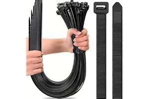 Caiery Extra stora buntband 12 mm x 600 mm, slitstarka slipsar, premium buntband, nylonkabel buntband, svart, 50 st