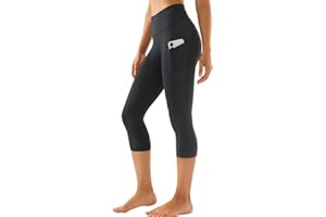 CAMBIVO Capri Leggings Damen 3/4 mit Tasche, Kurze Sport Leggings Damen High Waist, Blcikdicht, Bauchkontrolle, Sport Shorts für Gym, Yoga, Mode, Zu Hause
