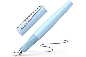 Schneider Tomo 168823 Stylo plume (rechargeable avec des cartouches d'encre standard, convient aux droitiers et gauchers) Bleu glacier