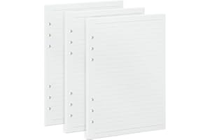OVISEEN Hojas Repuesto Cuaderno A5-135 Hojas Rayadas Papel Líneas Horizontales - Ideal para A5 con 6 Anillas Insertos Notas, Planificadores, Diarios, Bocetos