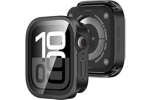 Amizee Metal Case Compatible with Apple Watch 42mm Series 11/10 Case with Built-in Screen Protector, Straight Edge Ultra Thin with Back Cover Protective Cover for iWatch 42mm, Black