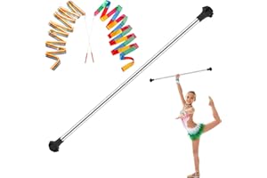 ISIVOVE Kids Baton, Baton Twirling for Kids 28 inches Stainless Steel Material - Includes 1 Gymnastics Wand & 2 Rainbow Hair Bands, Easy to Use for 3-15 Years Old Dance Beginners (Black)