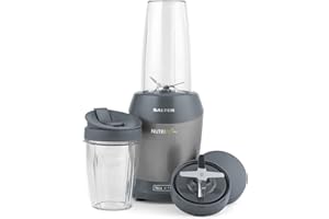 Salter EK2002V4SILVER NutriPro 1000 Blender - Multifunction Cold Beverage Smoothie Maker, Healthy Juicer, Nutrient Extractor, 2 Blending Cups (800ml/1L) & Stay Fresh Lids, On The Go Drinks, 1000W