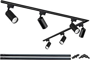Bravsekai Set of 6 Rail Spotlights with 2 x 1 m H-Rail, 20 W 3000 K Warm White LED Ceiling Spotlights (Expandable System)