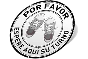 Oedim Pack de 4 Uds de Pegatinas para el Suelo por Favor Espere Aquí Su Turno | Vinilo Adhesivo Antideslizante | Color Blanco y Negro