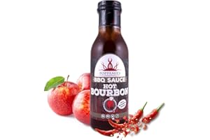 Poppamies BBQ Sauce Hot Bourbon - Convient parfaitement aux aliments grillés et aux hamburgers et peut être utilisée comme trempette et sauce de cuisson - Piquant 6/10-410g