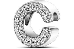 KUNSIR Charme Perles en forme de lettre de A à Z pour bracelet, En argent sterling 925, Compatible avec les bracelets et colliers Pandora, Compatible avec les bracelets européens pour femmes et filles KJC874