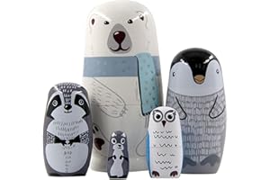 Wedhapy Russian Dolls,Russian Nesting Dolls 5PCS Wooden Stacking Nesting Dolls, 5-Tier Cute Educational Traditional Russian Dolls for Home Decor Russian Dolls for Kids Adults