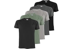 ALPIDEX T-Shirt Camisetas para Hombre un Juego de 5 con Cuello Redondo - Unicolor Tallas S M L XL XXL 3XL 4XL 5XL